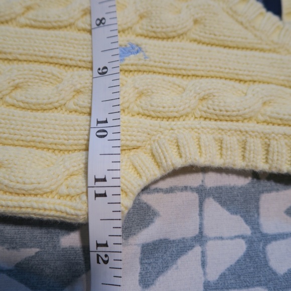 Polo Ralph Lauren Cable Knit Vest Butter Yellow V-neck Logo Academia Old Money - Picture 8 of 8